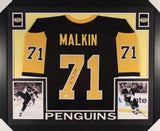 Evgeni Malkin Signed Penguins 35x43 Custom Framed Jersey (JSA COA)