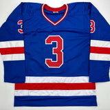 Autographed/Signed Ken Morrow Blue Team USA Miracle On Ice 1980 Jersey JSA COA