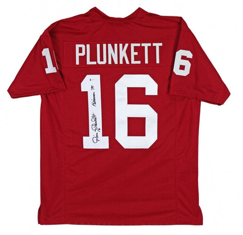 Jim Plunkett Signed Stanford Cardinal Jersey (Beckett COA) Inscribed Heisman 70