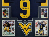 FRAMED WEST VIRGINIA MOUNTAINEERS MAJOR HARRIS AUTOGRAPHED INSCRIBED JERSEY JSA