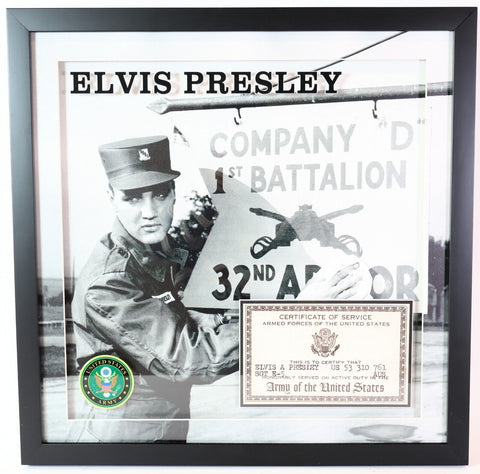 Elvis Presley Photo with Laser Engraved Certificate of Service