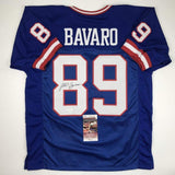 Autographed/Signed Mark Bavaro New York Blue Football Jersey JSA COA