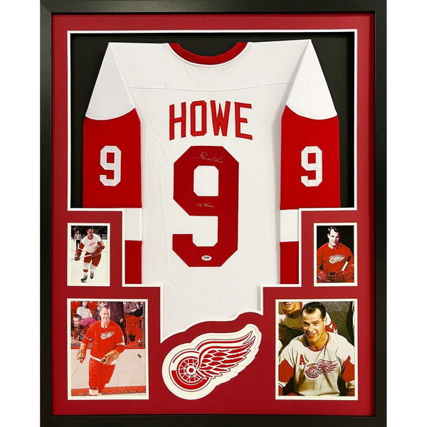 Gordie Howe Autographed Signed Framed Detroit Red Wings Jersey PSA/DNA