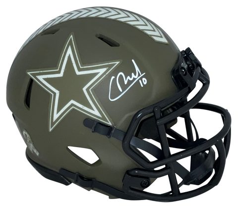 COOPER RUSH SIGNED DALLAS COWBOYS SALUTE TO SERVICE SPEED MINI HELMET BECKETT