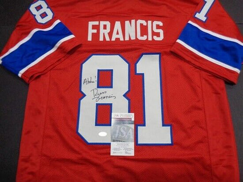 Russ Francis Signed New England Patriots Jersey (JSA COA) 3XPro Bowl Tight End