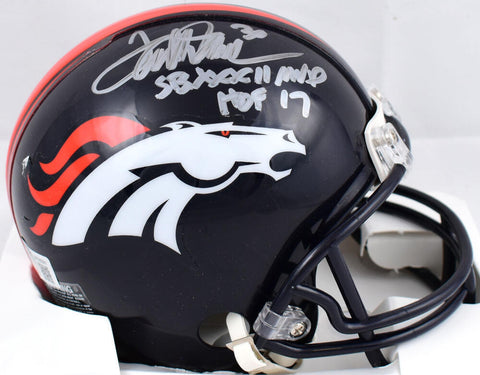 Terrell Davis Signed Denver Broncos Mini Helmet W/ SB MVP HOF- Beckett W Holo