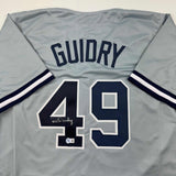 Autographed/Signed Ron Guidry New York Grey Baseball Jersey Beckett BAS COA