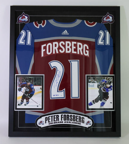 Peter Forsberg Signed Colorado Avalanche Deluxe Framed Adidas Jersey JSA COA