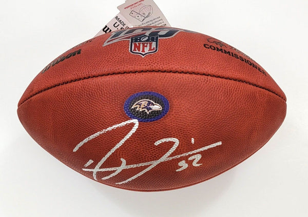 Ray Lewis Signed Baltimore Ravens Logo NFL 100 Game Football Beckett Witness