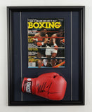 Mike Tyson Signed 17x22 Frame Ringside Boxing Glove Display 1986 Boxing Magazine