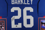 SAQUON BARKLEY (Giants blue SKYLINE) Signed Autographed Framed Jersey Beckett