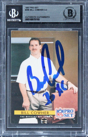 Steelers Bill Cowher Authentic Signed 1992 Pro Set #306 Card BAS Slabbed