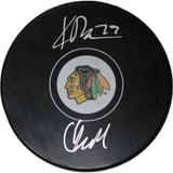 Colton Dach Kirby Dach Autographed Chicago Blackhawks Hockey Puck FAN 46837