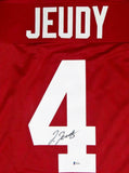 Jerry Jeudy Autographed Red College Style Jersey - Beckett W Auth *4