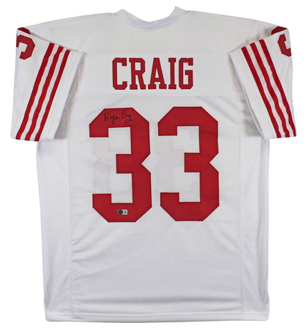 Roger Craig Authentic Signed White Pro Style Jersey Autographed BAS Witnessed