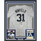 FRAMED Autographed/Signed DAVE WINFIELD 33x42 New York Pinstripe Jersey JSA COA