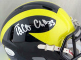 Taco Charlton Autographed Michigan Speed Glitter Mini Helmet- JSA W Auth *Silver