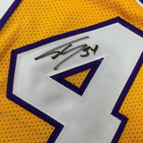 Autographed/Signed Shaquille Shaq O'Neal LA Yellow Stat Jersey Beckett BAS COA