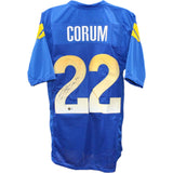 Blake Corum Autographed/Signed Pro Style Blue XL Jersey Beckett 48420