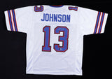 Stevie Johnson Signed Bills White Home Jersey (Beckett COA) Buffalo WR 2008-2016