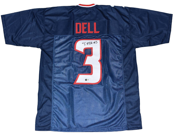 TANK DELL AUTOGRAPHED HOUSTON TEXANS 2024 NEW #3 NAVY JERSEY BECKETT