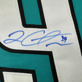 Framed Autographed/Signed Logan Couture 35x39 San Jose Teal Jersey JSA COA