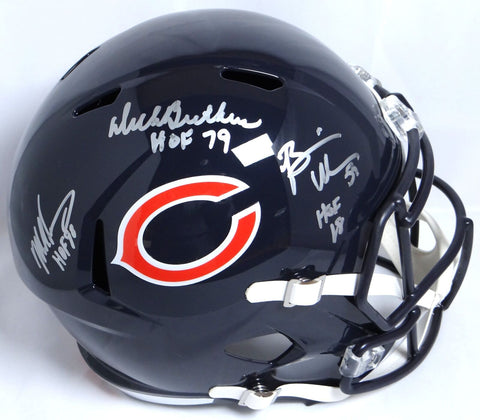 Singletary, Urlacher, Butkus Signed Bears F/S Speed Helmet w/ HOF -Beckett