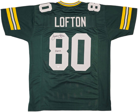 PACKERS JAMES LOFTON AUTOGRAPHED GREEN JERSEY "HOF 03" BECKETT WITNESS 234507