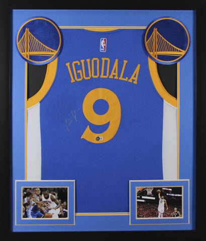 Warriors Andre Iguodala Authentic Signed Blue Nike Framed Jersey BAS #BK88801