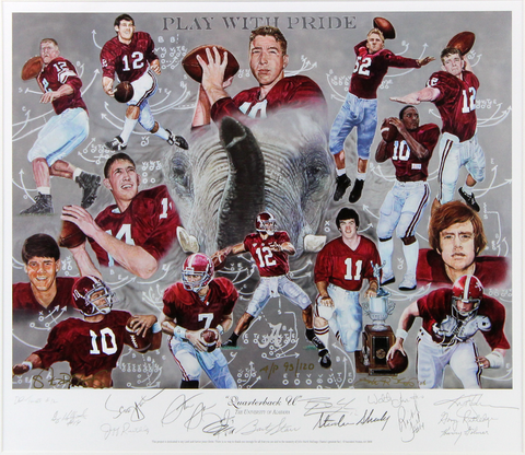 Alabama Crimson Tide Signed "Quarterback U" Unframed 24x3 Print - Stabler, Starr