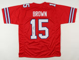 John Brown Signed Bills Red Jersey (Beckett COA) Buffalo All Pro Wide Receiver