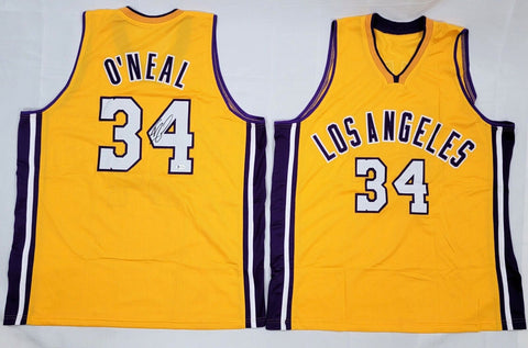 Shaquille O'Neal Signed Los Angeles Lakers Gold Custom Jersey Beckett Witnessed