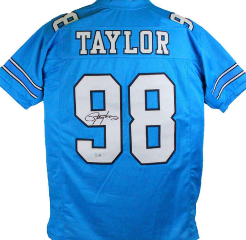 Lawrence Taylor Autographed Light Blue College Style Jersey- Beckett W *Black