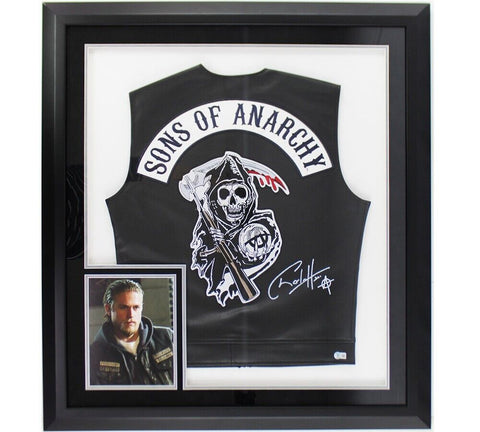 Charlie Hunnam Signed Sons Of Anarchy 34x38 Framed Black Faux Leather Biker Vest