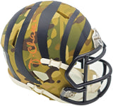 JA'MARR CHASE AUTOGRAPHED BENGALS CAMO SPEED MINI HELMET BECKETT WITNESS 230117