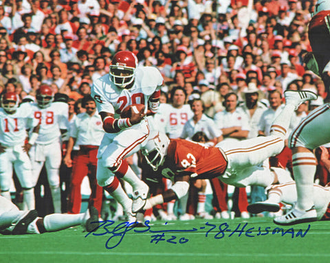 Billy Sims Signed Oklahoma vs Texas Action 8x10 Photo w/78 Heisman - SS