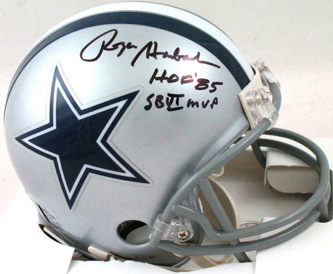 Roger Staubach Autographed Cowboys Mini Helmet w/2 Insc.-Beckett W Hologram *BLK