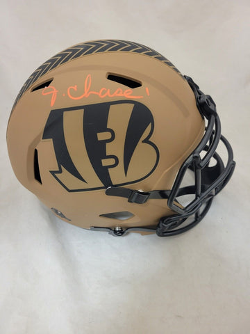 JAMARR CHASE SIGNED CINCINNATI BENGALS F/S STS 2 SPEED REPLICA HELMET BAS