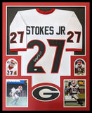 FRAMED GEORGIA BULLDOGS ERIC STOKES JR AUTOGRAPHED SIGNED JERSEY JSA COA