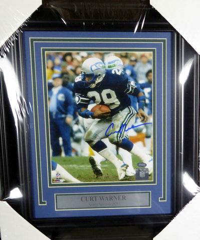 CURT WARNER AUTOGRAPHED SIGNED FRAMED 8X10 PHOTO SEAHAWKS MCS HOLO 126588