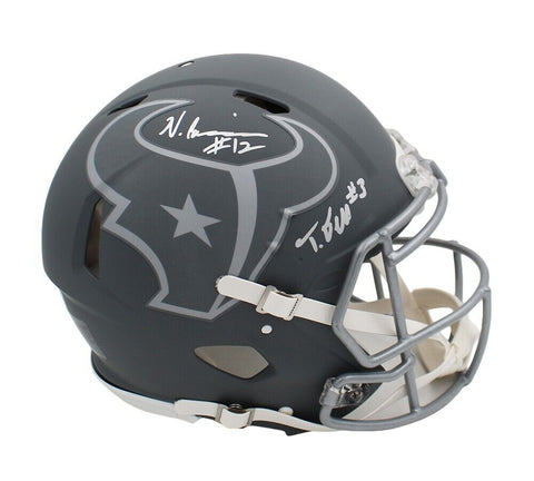 Tank Dell and Nico Collins Signed Houston Texans Speed Authentic Slate Helmet