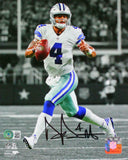 Dak Prescott Autographed Dallas Cowboys 8x10 B/W Photo-Beckett W Hologram *Black