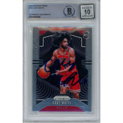 Coby White Autographed 2019 Panini Prizm #253 Slabbed Trading Card Beckett 46716