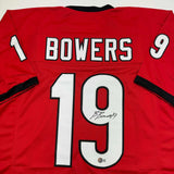 Autographed/Signed Brock Bowers Georgia Red College Football Jersey BAS COA