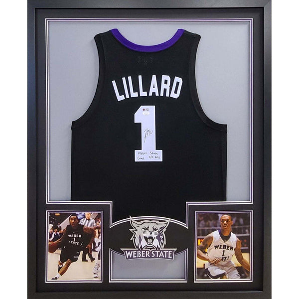 Damian Lillard Autographed Signed Framed Weber State Trailblazers Jersey JSA