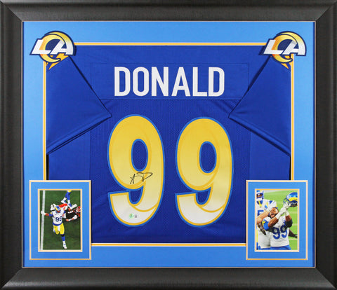 Rams Aaron Donald Authentic Signed Blue Pro Style Framed Jersey BAS Witnessed