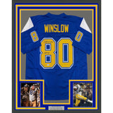 Framed Autographed/Signed Kellen Winslow 35x39 Chargers Blue Jersey BAS COA