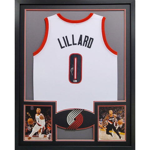 Damian Lillard Autographed Signed Framed Portland Trailblazers Jersey BECKETT