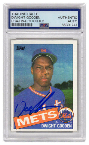 Dwight Gooden Signed NY Mets 1985 Topps Baseball Rookie Card #620 - (PSA)