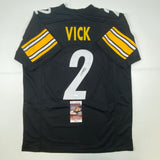 Autographed/Signed Michael Mike Vick Pittsburgh Black Football Jersey JSA COA